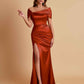Elegant Soft Satin Off-the-shoulder Side-Slit Mermaid Bridesmaid Dresses