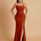 Gorgeous Spaghetti Straps Soft Satin Side Slit Floor-Length Mermaid Bridesmaid Dresses
