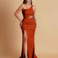 Gorgeous One Shoulder Soft Satin Side Slit Floor-Length Mermaid Bridesmaid Dresses