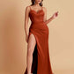 Simple Soft Satin Mermaid V-neck Floor-Length Mermaid Bridesmaid Dresses