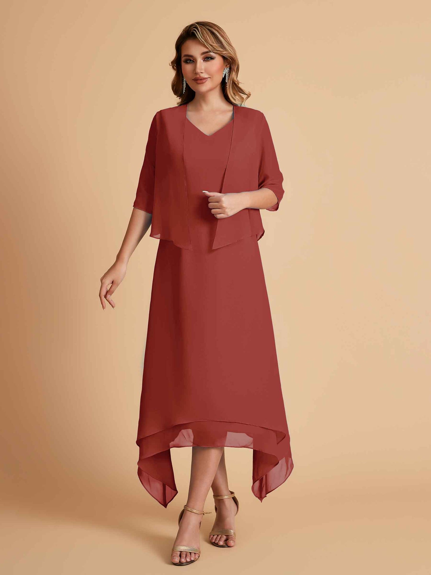 Elegant A-line Chiffon Short Sleeves Mother of the Brides Dresses Online