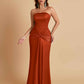 Sexy Soft Satin Mermaid Strapless Floor-Length Mermaid Bridesmaid Dresses