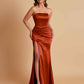 Elegant Soft Satin Strapless Split Side Mermaid Bridesmaid Dresses