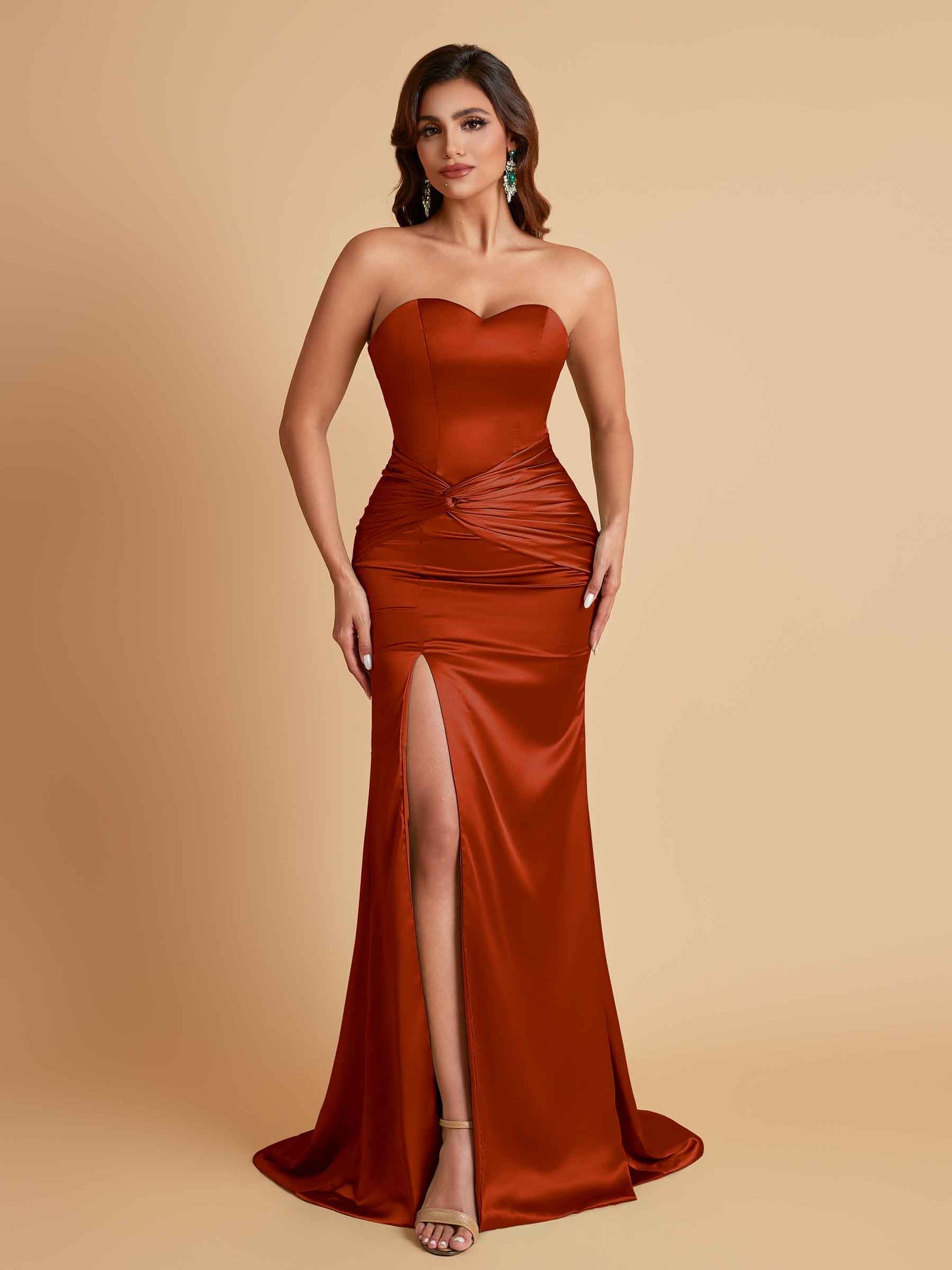 Sexy Soft Satin Mermaid Sweetheart Floor-Length Mermaid Bridesmaid Dresses