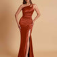 Sexy Soft Satin Mermaid One Shoulder Floor-Length Mermaid Bridesmaid Dresses