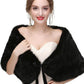 Women's Faux Rabbit Fur Stole Winter Bridal Fur Wraps and Shawls Bride Wedding Fur Cape for Bridesmaids