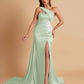 Elegant Soft Satin Sweetheart One Shoulder Side-Slit Mermaid Bridesmaid Dresses