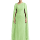 Elegant Asymmetric Neck Long A-Line Chiffon Mother of the Brides Dresses Mom Outfit with Cape