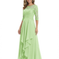 3/4 Sleeve Mother of the Bride Dress with Lace Embroidery High-Low Hem 2026