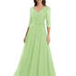 Chiffon Mother of the Bride Dress with Sequin V-Neck and Elegant Bow Sash