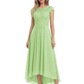 Elegant Evening Gown Trending 2026 Styles with Cap Sleeves High-Low Skirt