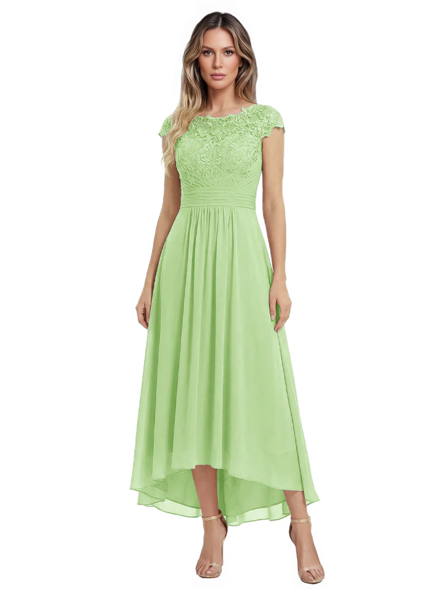 Elegant Evening Gown Trending 2026 Styles with Cap Sleeves High-Low Skirt