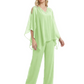 V-Neck Chiffon Mother of the Brides Dresses Plus Size Jacket Suits Wedding
