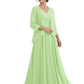 Plus Size A-line Chiffon 3/4 Sleeves Mother of the Brides Dresses Long Jacket Dress