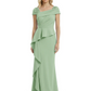A-Line Satin Cap Sleeves Mother of the Brides Dresses Floor Length For Wedding