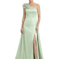 One Shoulder Mother of the Bride Dress with 3D Floral Detail Formal Dress A-Line Gowns with Slit