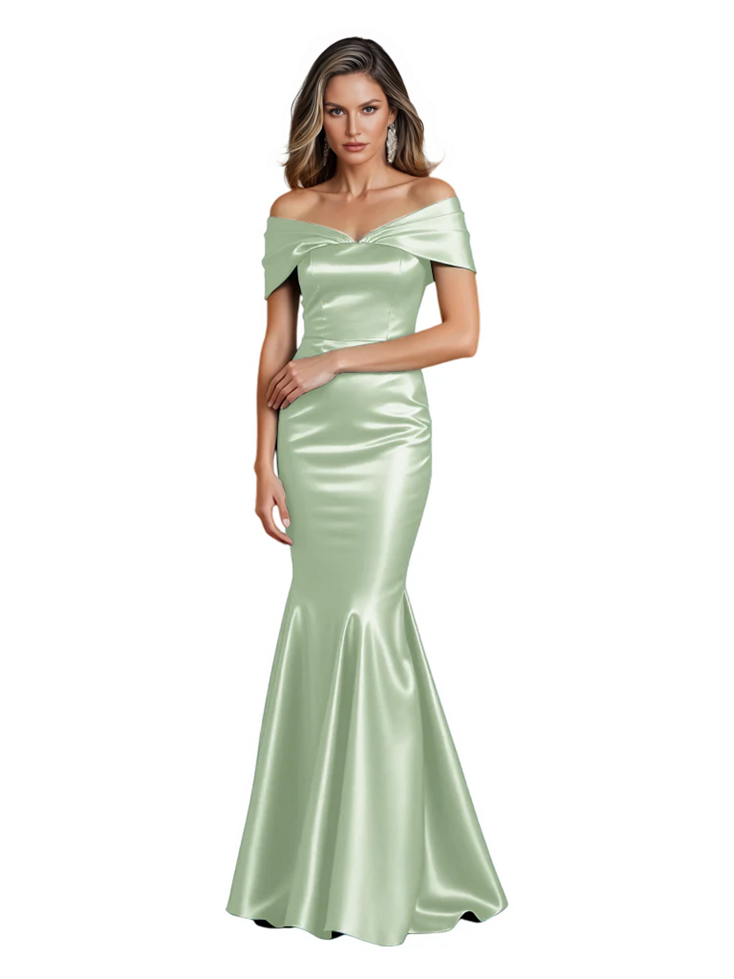 Luxury Emerald Formal Dress Off-the-Shoulder Satin Gown Trumpet Silhouette
