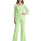 Mother of the Bride Jumpsuit with Lace Jacket 3/4 Sleeve Formal Pant Suit