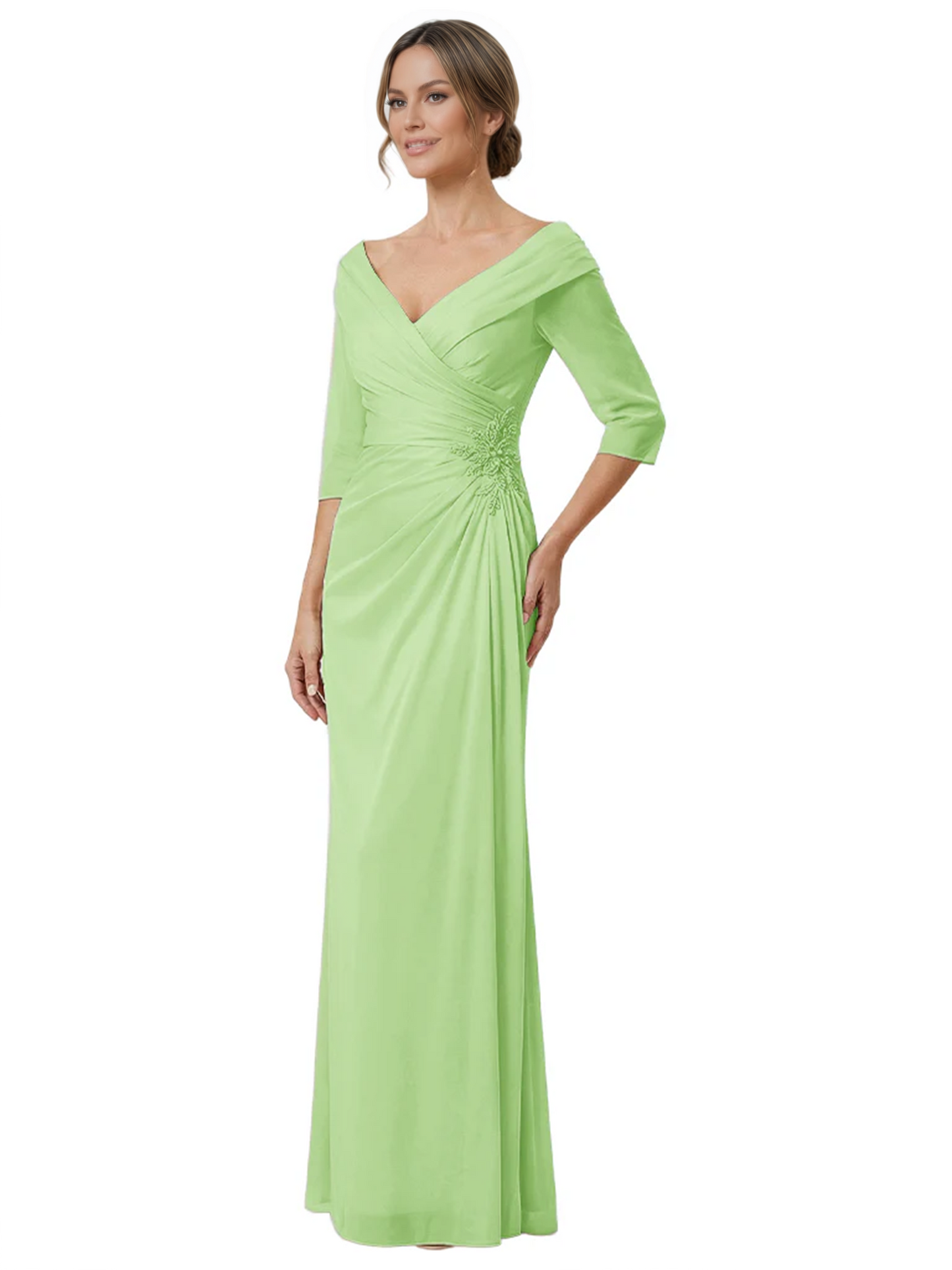 Elegant 3/4 Sleeve Mother of the Brides Dresses Mom Outfits Wedding Satin