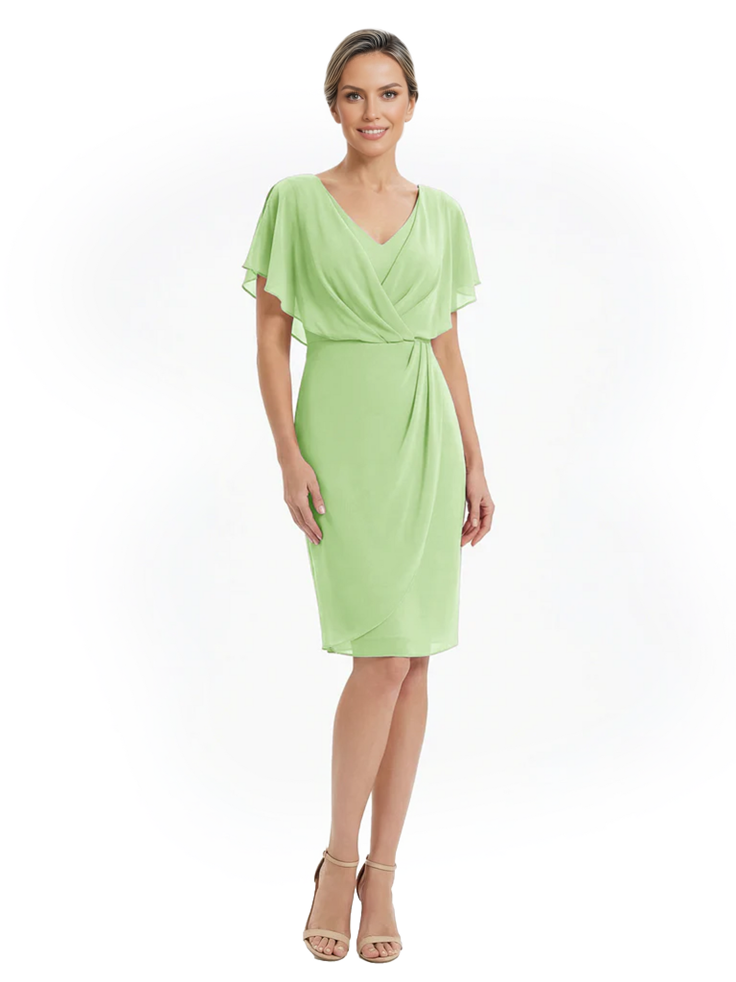 Chic Knee-Length Mother of Bride Formal Dress Slimming Chiffon Styles for Wedding Guest