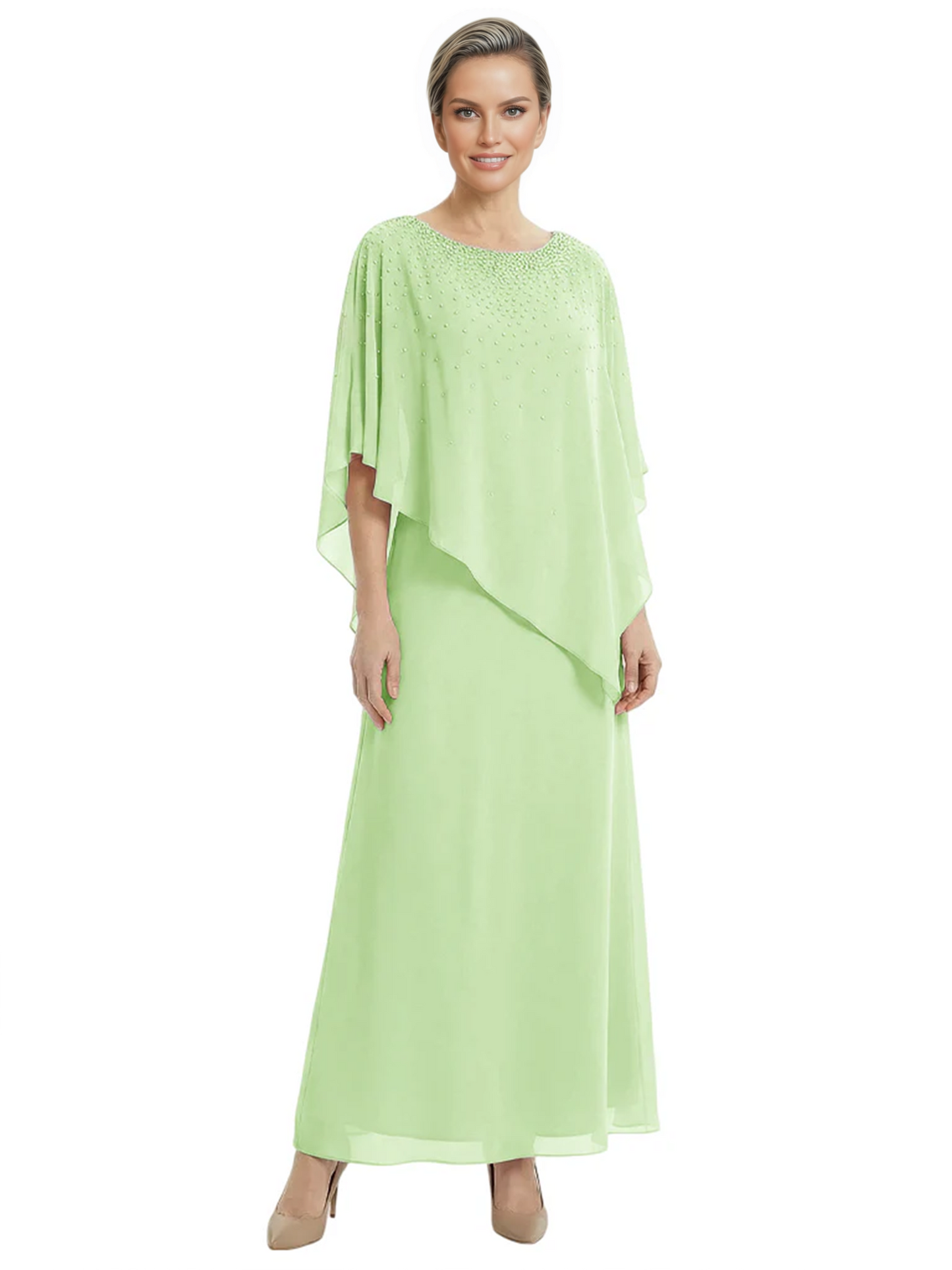 Elegant Mother of Bride Dresses Evening Gowns Trending 2026 Styles with Asymmetric Cape