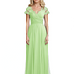 Mother of the Bride Dress Cap Sleeves and V-Neckline with Embroidered Lace Shoulders