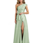 Wedding Mother of the Bride Dress One Shoulder and High Slit Formal Dresses