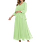 3/4 Sleeve Chiffon Mother of the Brides Dresses V-Neck Wedding Party Gowns
