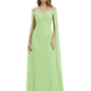 Elegant Mother of the Groom Gown Floral Lace Embroidered Formal Dress with Cape