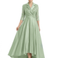 Elegant Mother of Bride Dress Evening Gowns Trending Styles with Lapel Collar 3/4 Sleeves