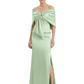Formal Floor-Length Mother of the Bride Gown Satin Maxi Dress with Bow Neckline