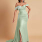 Elegant Soft Satin Mermaid Off Shoulder Floor-Length Mermaid Bridesmaid Dresses