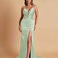 Sexy Soft Satin V-neck Spaghetti Strap Side-Slit Mermaid Bridesmaid Dresses