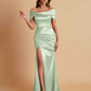 Elegant Soft Satin Off-the-shoulder Side-Slit Mermaid Bridesmaid Dresses