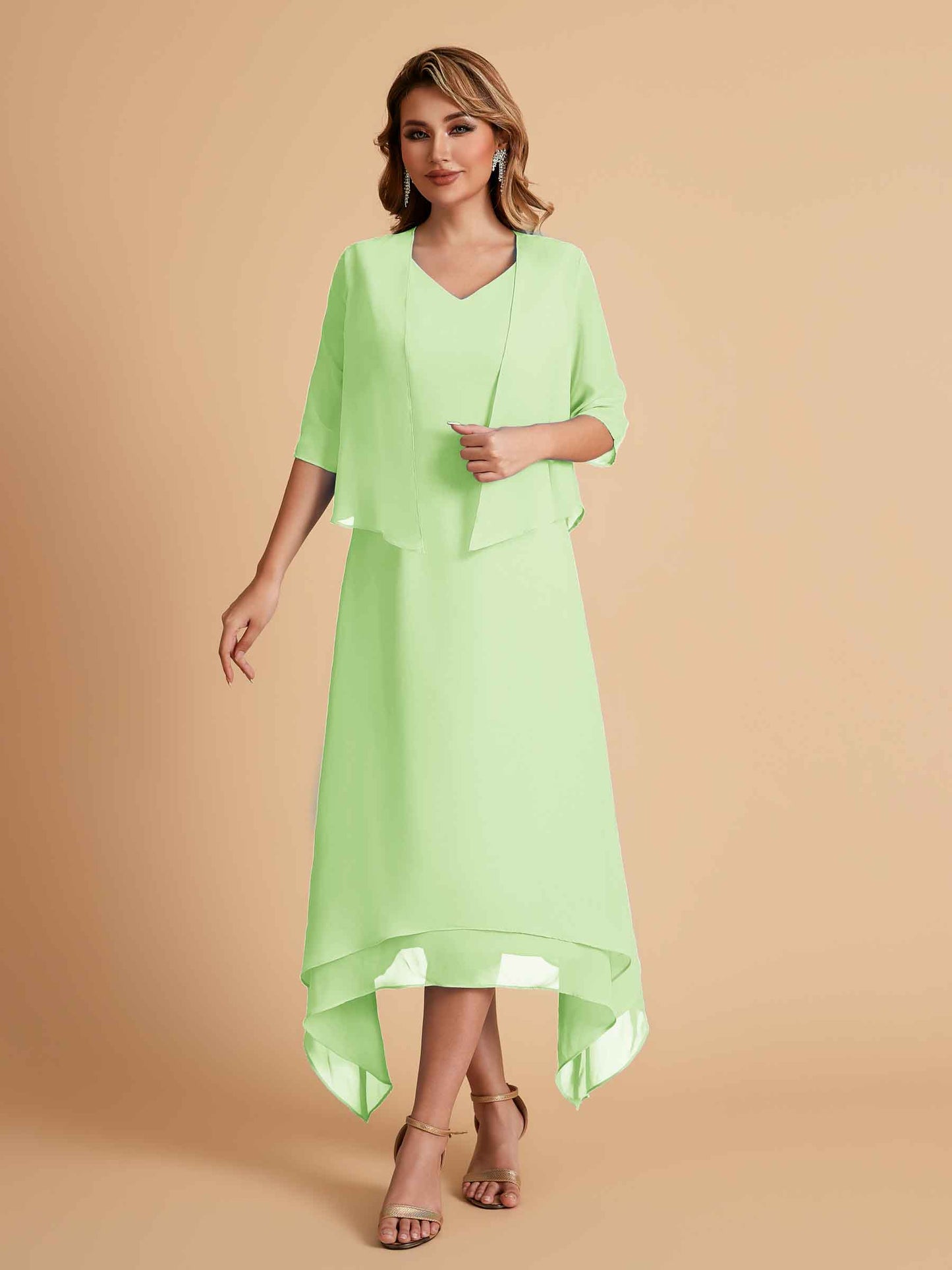 Elegant A-line Chiffon Short Sleeves Mother of the Brides Dresses Online