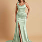 Elegant Soft Satin Mermaid Bowknot Floor-Length Mermaid Bridesmaid Dresses