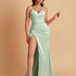Simple Soft Satin Mermaid V-neck Floor-Length Mermaid Bridesmaid Dresses