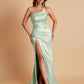 Gorgeous Strapless Soft Satin Side Slit Floor-Length Mermaid Bridesmaid Dresses