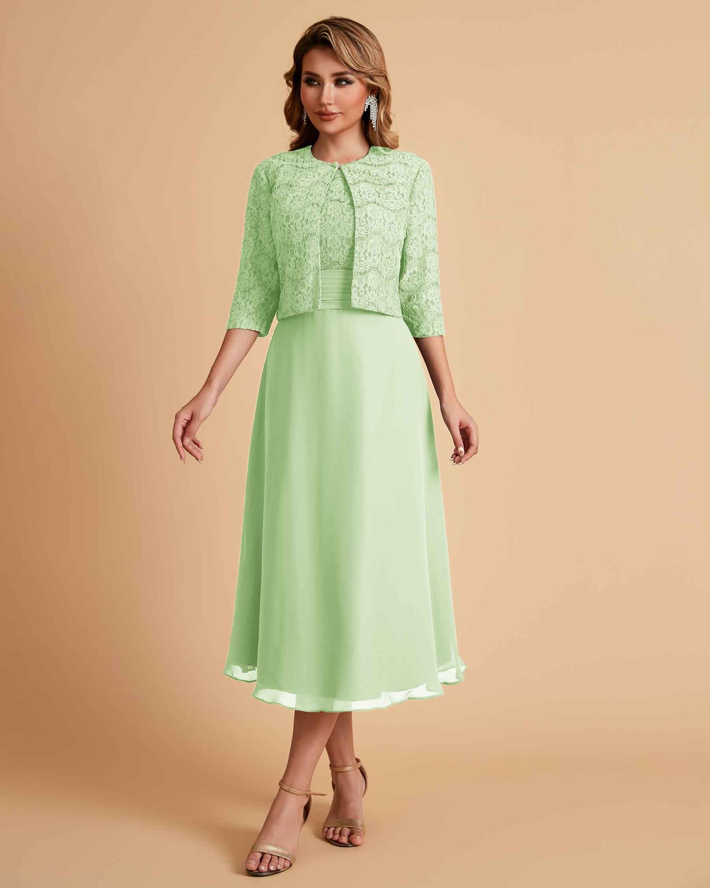 Elegant A-line Bateau Sleeveless Tea Length Mother of the Brides Dresses Online