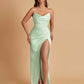 Sexy Soft Satin Mermaid V-neck Side Slit Floor-Length Bridesmaid Dresses Online