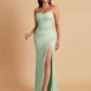 Sexy Strapless Soft Satin Side Slit Floor-Length Mermaid Bridesmaid Dresses