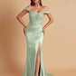 Sexy Soft Satin V-neck Off-the-shoulder Strapless Side-Slit Mermaid Bridesmaid Dresses