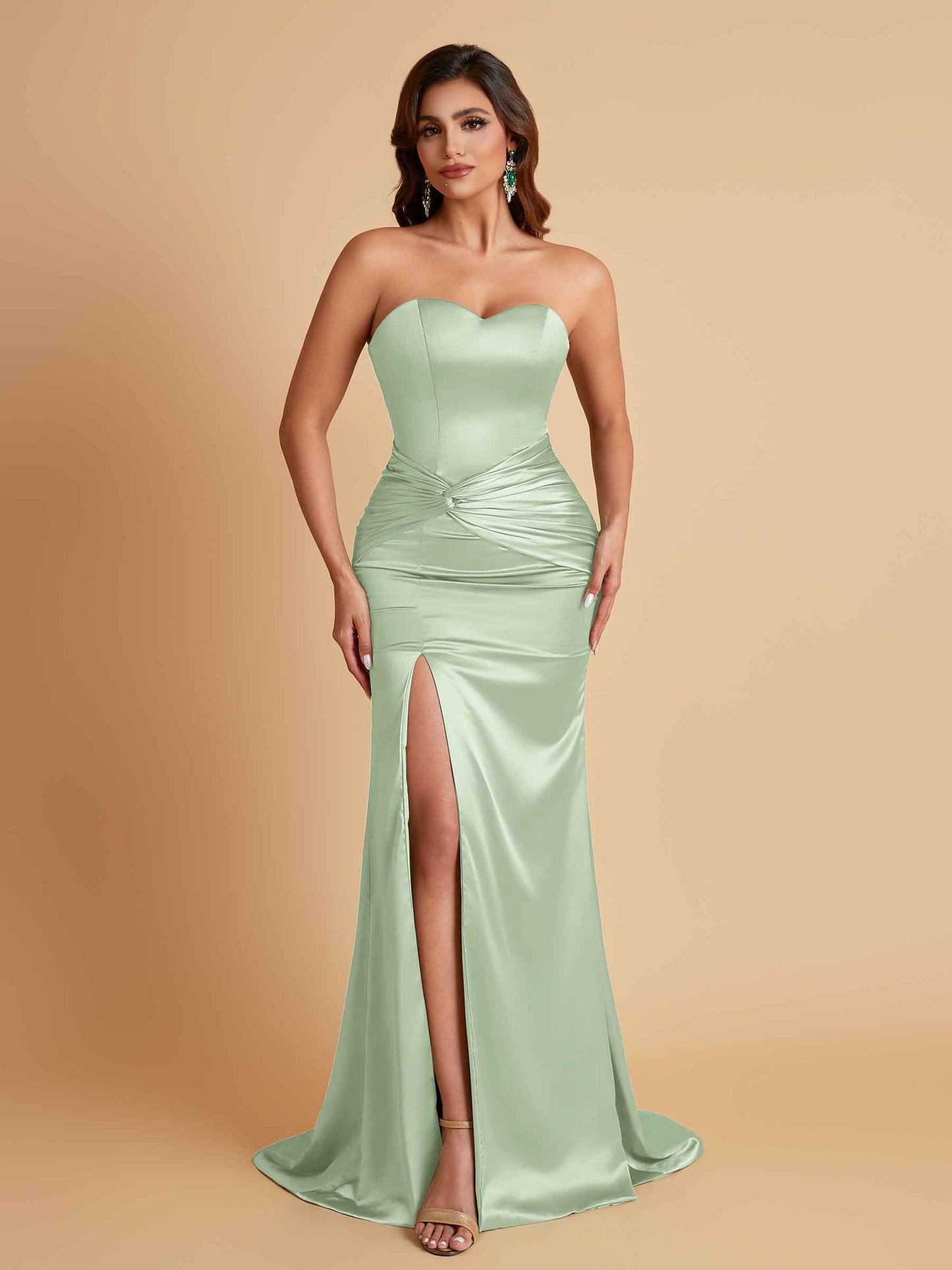 Sexy Soft Satin Mermaid Sweetheart Floor-Length Mermaid Bridesmaid Dresses