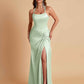 Gorgeous Square Criss Cross Soft Satin Side Slit Floor-Length Mermaid Bridesmaid Dresses
