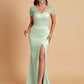 Sexy Soft Satin Mermaid V-neck Floor-Length Mermaid Bridesmaid Dresses