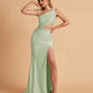 Sexy One-Shoulder Waist Cutout With High Split Floor-Length Bridesmaid Dresses