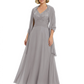 Luxury Formal Mother of Bride Dress Sparkling Sequin Top & Flowy Chiffon Skirt with Shawl