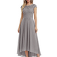 Elegant Evening Gown Trending 2026 Styles with Cap Sleeves High-Low Skirt