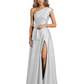 Wedding Mother of the Bride Dress One Shoulder and High Slit Formal Dresses