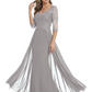 Luxury Burgundy Formal Dress Embroidered Lace Bodice Flowy Chiffon Gown 2026